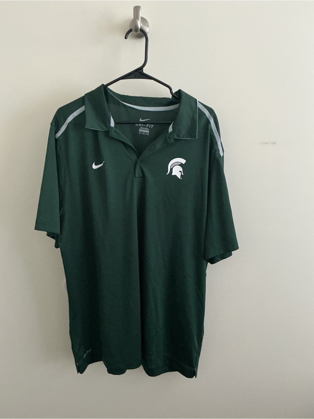 Nike Men’s Forest Green Dri-FIT Polo with White Spartan Logo XXL